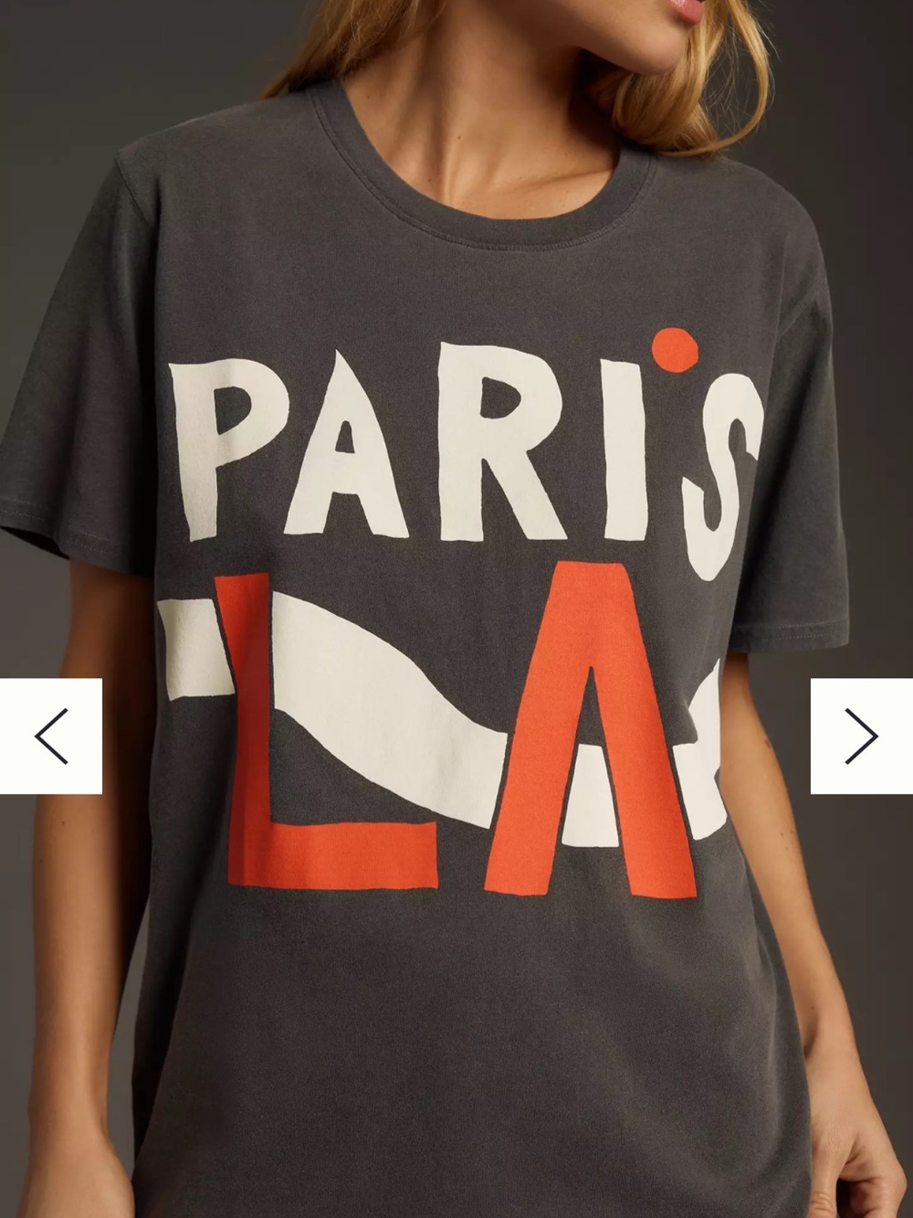 Clare V Paris LA Graphic Tee in Charcoal, White & Red